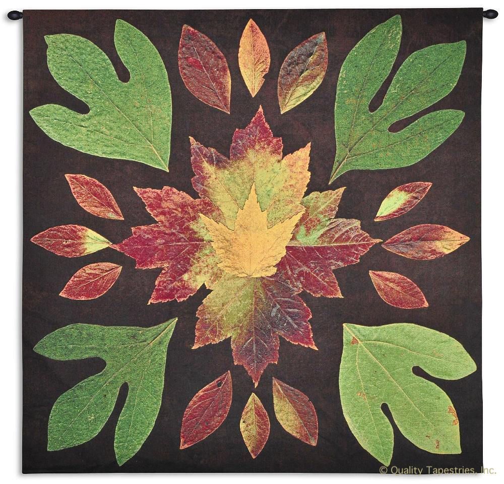 Kaleidoscope Leaves Wall Tapestry C-6542, 50-59Inchestall, 50-59Incheswide, 51H, 51W, 6542-Wh, 6542C, 6542Wh, Abstract, Art, Beige, Brown, Carolina, USAwoven, Contemporary, Cotton, Country, Green, Hanging, Kaleidoscope, Large, Leaves, Modern, Square, Tapastry, Tapestries, Tapestry, Tapistry, Wall, Woven, tapestries, tapestrys, hangings, and, the