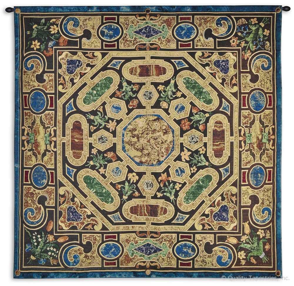 Verona Gemstones Wall Tapestry C-6552, 50-59Inchestall, 50-59Incheswide, 52H, 52W, 6552-Wh, 6552C, 6552Wh, Art, Blue, Bold, Brown, Carolina, USAwoven, Cotton, Gemstones, Gold, Green, Hanging, Intricate, Square, Tapestries, Tapestry, Verona, Wall, Woven, tapestries, tapestrys, hangings, and, the