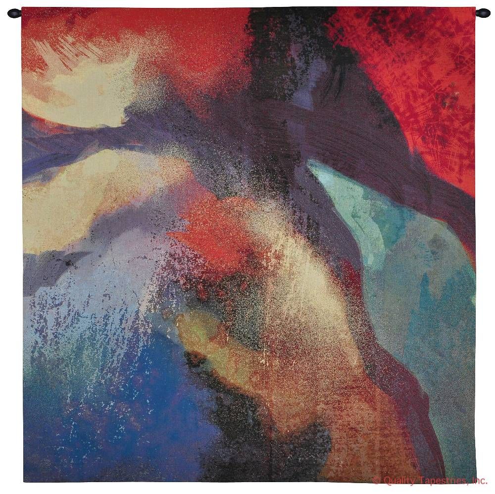 Red Tide Wall Tapestry C-6586, 50-59Inchestall, 50-59Incheswide, 53H, 53W, 6586-Wh, 6586C, 6586Wh, Abstract, Art, Blue, Bold, Carolina, USAwoven, Contemporary, Cotton, Hanging, Large, Mixed, Modern, Paint, Painting, Red, Square, Tapastry, Tapestries, Tapestry, Tapistry, Tide, Wall, Woven, tapestries, tapestrys, hangings, and, the