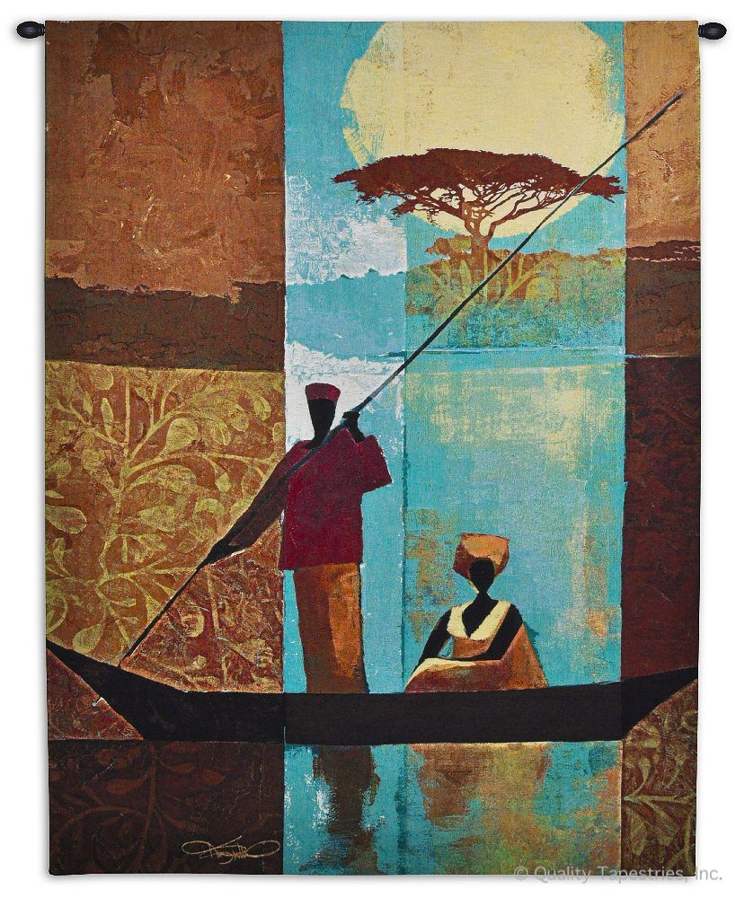 On the River Wall Tapestry C-6660, 40-49Incheswide, 47W, 60-69Inchestall, 63H, 6660-Wh, 6660C, 6660Wh, Abstract, Art, Beige, Blue, Brown, Carolina, USAwoven, Cotton, Hanging, Modern, On, River, Tapestries, Tapestry, The, Vertical, Wall, Woven, tapestries, tapestrys, hangings, and, the
