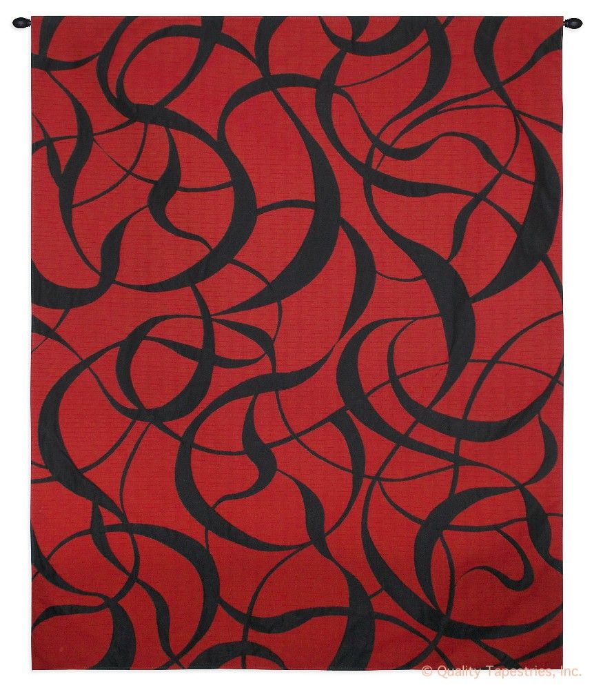 Twists and Turns Fireball Wall Tapestry C-6736, 50-59Incheswide, 52W, 60-69Inchestall, 63H, 6736-Wh, 6736C, 6736Wh, Abstract, And, Art, Black, Bold, Carolina, USAwoven, Cotton, Fireball, Group, Hanging, Panel, Red, Tapestries, Tapestry, Turns, Twists, Vertical, Wall, Woven, tapestries, tapestrys, hangings, and, the