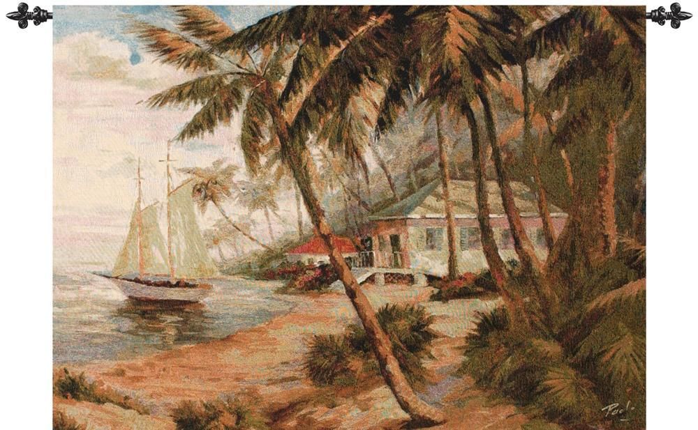 Key West Hideaway Wall Tapestry H-HWGKWH, Key, West, Hideaway, Wall, Tapestry, MWW, caribbean, tropical, boat, sailing, beach, tapestries, tapestrys, hangings, and, the