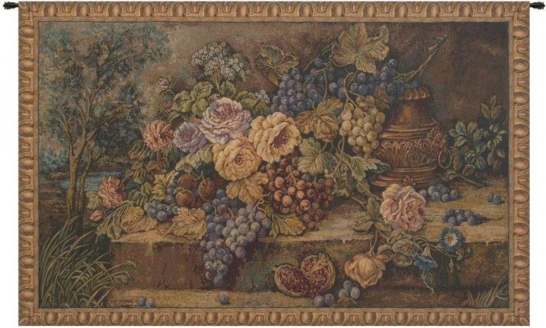 Bouquet with Grapes Italian Wall Tapestry Hanging, Tapestries, Woven, tapestries, tapestrys, hangings, and, the