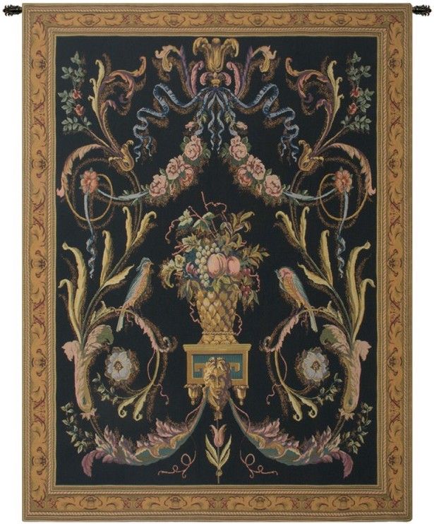 Birds Black Belgian Wall Tapestry W-1632, 10-29Incheswide, 24W, 30-39Inchestall, 32H, 40-49Incheswide, 46W, 60-69Inchestall, 62H, Belgian, Birds, Black, Border, Brown, Tapestry, Vertical, Wall, Belgianwoven, Europeanwoven, tapestries, tapestrys, hangings, and, the
