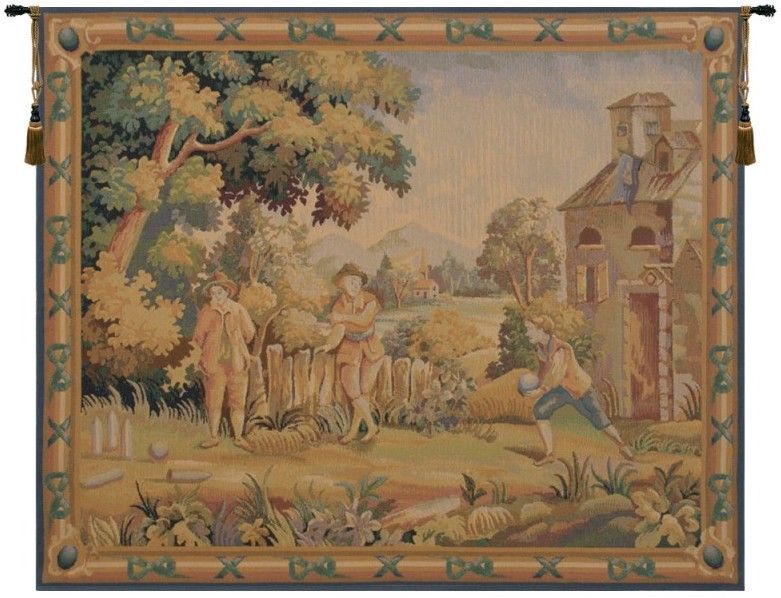 Game Belgian Wall Tapestry W-1635, 30-39Inchestall, 30-39Incheswide, 33H, 39W, Belgian, Cream, Game, Green, Horizontal, Tapestry, Wall, White, Belgianwoven, Europeanwoven, tapestries, tapestrys, hangings, and, the, Renaissance, rennaisance, rennaissance, renaisance, renassance, renaissanse