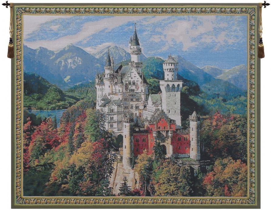 Neuschwanstein Castle Belgian Wall Tapestry W-1657, 30-39Inchestall, 30-39Incheswide, 30H, 37W, Art, Belgian, Blue, Castle, Chateau, Cotton, Europe, European, France, French, Grande, Green, Hanging, Horizontal, Medieval, Neuschwanstein, Of, Old, Olde, Palace, Tapastry, Tapestries, Tapestry, Tapistry, Wall, White, World, Woven, Belgianwoven, Europeanwoven, tapestries, tapestrys, hangings, and, the, wool