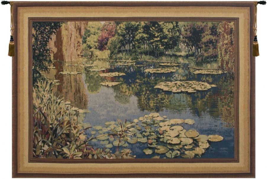 Lake Giverny With Border Belgian Wall Tapestry W-1668, 30-39Inchestall, 33H, 40-49Inchestall, 40-49Incheswide, 43W, 49H, 60-69Inchestall, 66W, 67H, 80-99Incheswide, 88W, Art, Belgian, Big, Border, Brown, Claude, Cotton, Europe, European, Giverny, Grande, Green, Hanging, Horizontal, Lake, Landscape, Large, Lilies, Lily, Medieval, Monet, Of, Old, Olde, Pond, Really, Tapastry, Tapestries, Tapestry, Tapistry, Wall, With, World, Woven, Belgianwoven, Europeanwoven, tapestries, tapestrys, hangings, and, the
