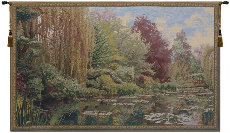Lake Giverny Left Panel Belgian Wall Tapestry W-1671, 10-29Inchestall, 23H, 40-49Incheswide, 40W, Art, Belgian, Claude, Cotton, Europe, European, Giverny, Grande, Green, Hanging, Horizontal, Lake, Landscape, Left, Lilies, Lily, Monet, Of, Old, Olde, Panel, Pond, Tapastry, Tapestries, Tapestry, Tapistry, Wall, World, Woven, Belgianwoven, Europeanwoven, tapestries, tapestrys, hangings, and, the