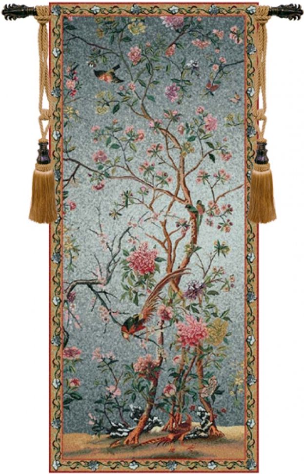 Spring Blossom Belgian Wall Tapestry W-1680, 10-29Incheswide, 28W, 60-69Inchestall, 65H, Belgian, Blossom, Blue, Spring, Tapestry, Vertical, Wall, Belgianwoven, Europeanwoven, tapestries, tapestrys, hangings, and, the