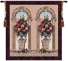 Floral Arch Duo Belgian Wall Tapestry W-1689, 60-69Inchestall, 60-69Incheswide, 61W, 66H, Arch, Belgian, Border, Cream, Duo, Floral, Pink, Square, Tapestry, Wall, Belgianwoven, Europeanwoven, tapestries, tapestrys, hangings, and, the