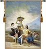Vendimia Belgian Wall Tapestry W-1718, 30-39Incheswide, 36W, 50-59Inchestall, 50H, Belgian, Blue, Light, Tapestry, Vendimia, Vertical, Wall, Belgianwoven, Europeanwoven, tapestries, tapestrys, hangings, and, the, wool
