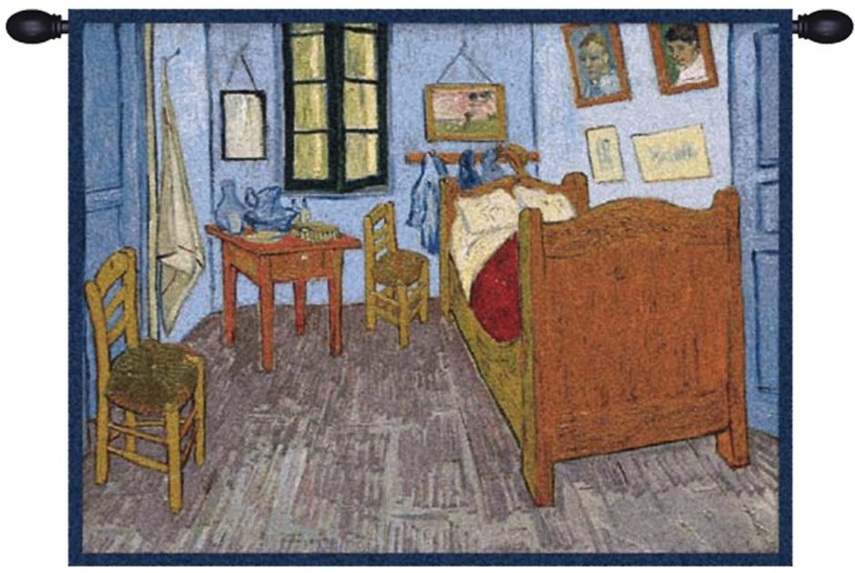 Van Gogh The Bedroom Belgian Wall Tapestry W-1747, 30-39Inchestall, 30-39Incheswide, 30H, 39W, Abstract, Art, Bedroom, Belgian, Blue, Cotton, Europe, European, Gogh, Grande, Hanging, Home, Horizontal, Of, Old, Olde, Tapastry, Tapestries, Tapestry, Tapistry, The, Van, Wall, World, Woven, Belgianwoven, Europeanwoven, tapestries, tapestrys, hangings, and, the, wool