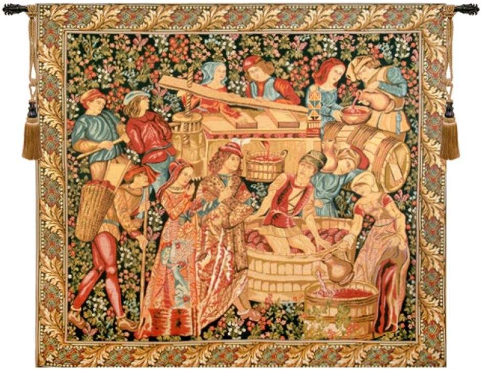 Vendanges Grape Harvest Belgian Wall Tapestry W-1765, 30-39Inchestall, 33H, 40-49Incheswide, 40W, 60-69Inchestall, 64H, 70-79Incheswide, 72W, Art, Belgian, Blue, Brown, Castle, Chateau, Cotton, Europe, European, France, French, Grande, Grape, Grapes, Hanging, Harvest, Horizontal, Medieval, Of, Old, Olde, Palace, People, Red, Tapastry, Tapestries, Tapestry, Tapistry, Vendange, Vendanges, Vendage, Vendages, Tardive, Late, Harvest, Vineyard, Wall, Wine, World, Woven, Belgianwoven, Europeanwoven, tapestries, tapestrys, hangings, and, the, Renaissance, rennaisance, rennaissance, renaisance, renassance, renaissanse