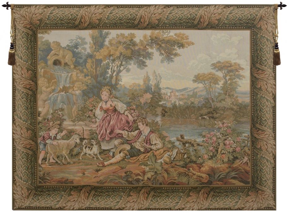 Fountain by the Lake Italian Wall Tapestry pastoral, tapestries, tapestrys, hangings, and, the, Renaissance, rennaisance, rennaissance, renaisance, renassance, renaissanse