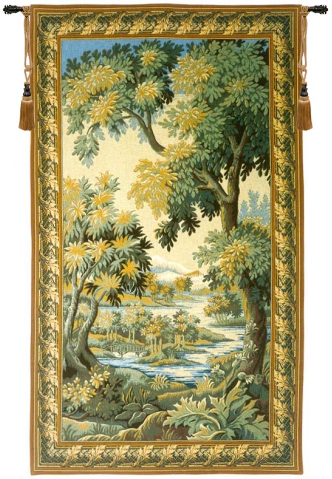 Nord-Pas de Calais Forest French Wall Tapestry W-3582, 100-200Inchestall, 102H, 122H, 70-79Incheswide, 74W, 80-99Inchestall, 94H, Big, Biggest, Border, Clairmarais, Enormous, Forest, French, Gold, Green, Huge, Large, Largest, Of, Plants, Really, Tapestry, The, Verdure, Vertical, Wall, Frenchwoven, Europeanwoven, tapestries, tapestrys, hangings, and, the, Forest, of, Clairmarais