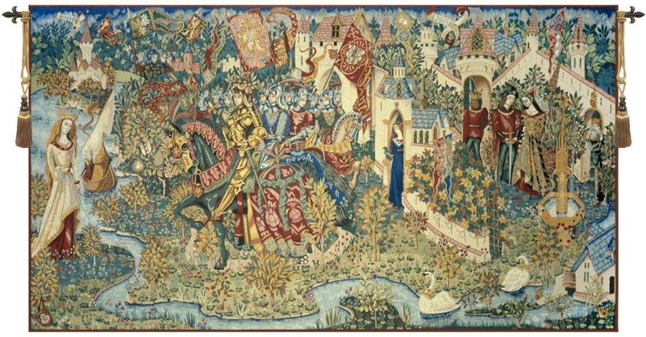 Legend of King Arthur French Wall Tapestry W-3585, 100-200Incheswide, 130W, 30-39Inchestall, 35H, 50-59Inchestall, 50H, 60-69Incheswide, 66W, 70-79Inchestall, 70H, 80-99Incheswide, 94W, Arthur, Big, Biggest, Blue, Camelot, Enormous, French, Green, Horizontal, Huge, King, Large, Largest, Legend, Mixed, Of, Really, Red, Tapestry, Wall, Frenchwoven, Europeanwoven, tapestries, tapestrys, hangings, and, the, Renaissance, rennaisance, rennaissance, renaisance, renassance, renaissanse, pansu