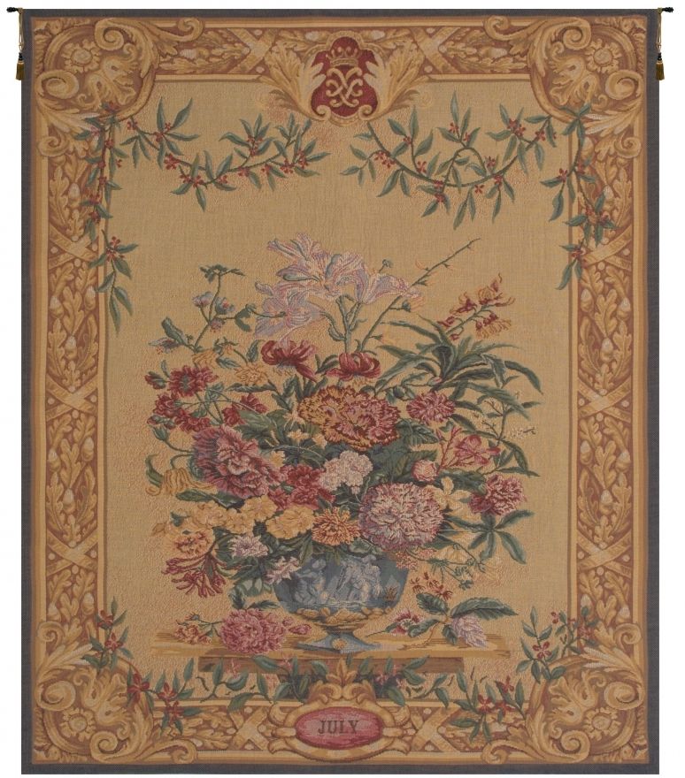 Vaux-le-Vicomte July French Wall Tapestry W-3661, 10-29Incheswide, 27W, 30-39Inchestall, 30-39Incheswide, 36W, 38H, 50-59Inchestall, 50H, Border, Floral, Flowers, French, Gold, July, Red, Tapestry, Vaux-Le-Vicomte, Vertical, Wall, Yellow, Frenchwoven, Europeanwoven, tapestries, tapestrys, hangings, and, the