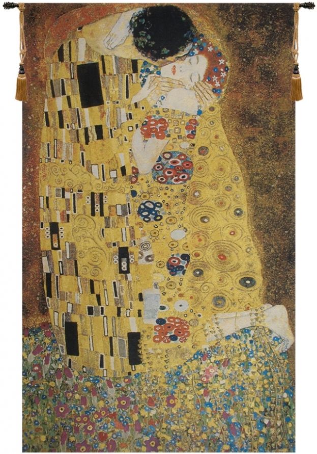 The Kiss Gustav Klimt Belgian Wall Tapestry W-3914, 10-29Incheswide, 26W, 30-39Incheswide, 36W, 40-49Inchestall, 40-49Incheswide, 45H, 48W, 60-69Inchestall, 61H, 80-99Inchestall, 81H, Belgian, Big, Gustav, Kiss, Klimt, Large, Really, Red, Tapestry, The, Vertical, Wall, Yellow, Belgianwoven, Europeanwoven, der, kuss, tapestries, tapestrys, hangings, and, the