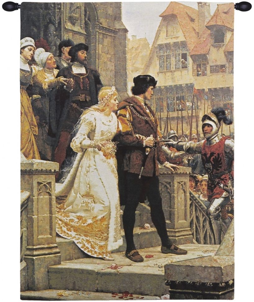 Call to Arms Belgian Wall Tapestry W-3919, 30-39Incheswide, 39W, 50-59Inchestall, 54H, Arms, Belgian, Brown, Call, Light, Tapestry, To, Vertical, Wall, Belgianwoven, Europeanwoven, tapestries, tapestrys, hangings, and, the, Renaissance, rennaisance, rennaissance, renaisance, renassance, renaissanse