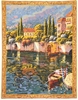 Lake Como Varenna Reflections Mini Belgian Wall Tapestry W-3931, 10-29Inchestall, 10-29Incheswide, 20W, 26H, Belgian, Blue, Border, Como, Gold, Green, Lake, Mini, Reflections, Tapestry, Varenna, Vertical, Wall, Yellow, Belgianwoven, Europeanwoven, tapestries, tapestrys, hangings, and, the