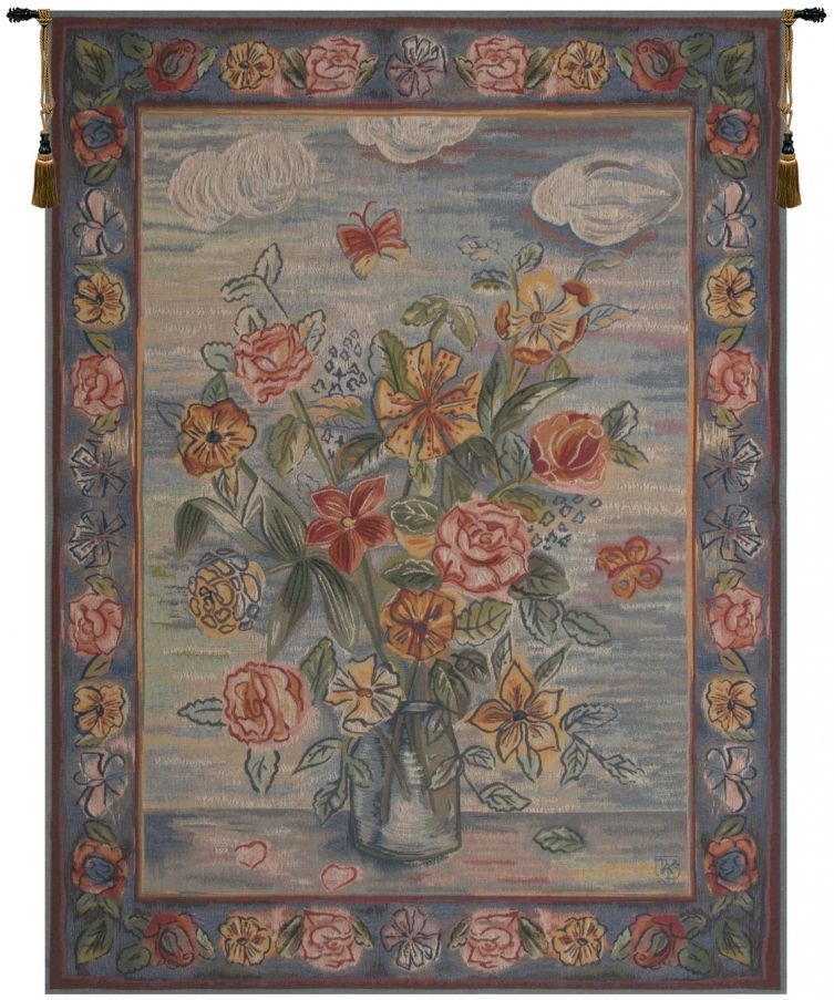 Modern Style Bouquet French Wall Tapestry floral, still, life, flowers, tapestries, tapestrys, hangings, and, the, wool
