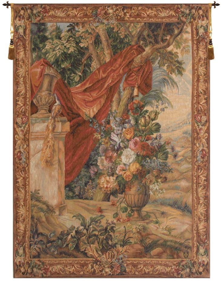 Red Drape French Wall Tapestry Bouquet, Au, Drape I , W-401, &, 40-49Incheswide, 44W, 50-59Inchestall, 58H, Art, Brown, Cotton, Draped, Europe, European, France, French, Grande, Hanging, International, Medieval, Of, Old, Olde, Palace, Pottery, Red, Tapastry, Tapestries, Tapestry, Tapistry, Urn, Urns, Vertical, Vintage, Wall, World, Woven, Frenchwoven, Europeanwoven, tapestries, tapestrys, hangings, and, the, wool
