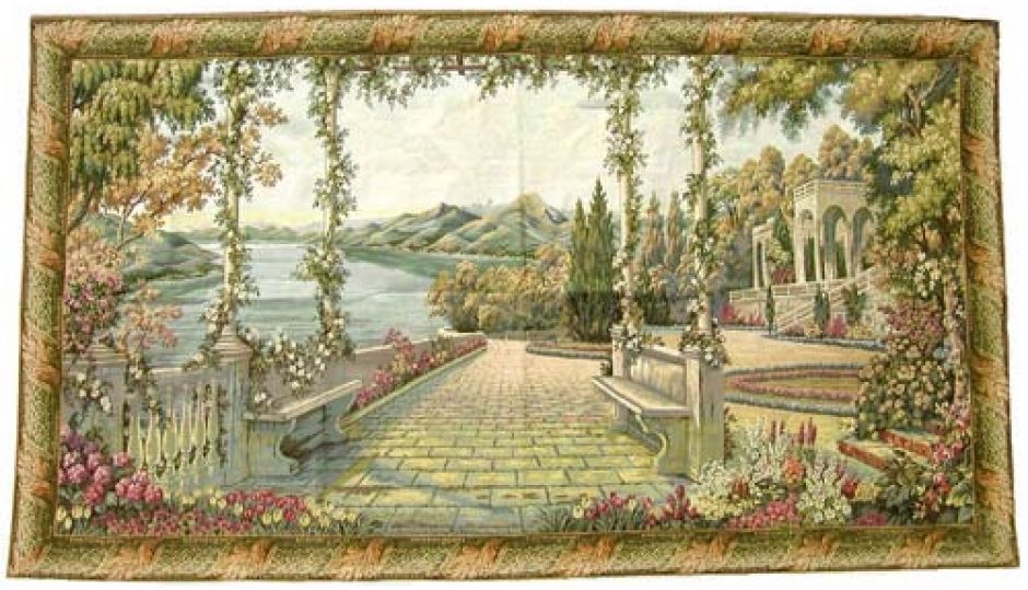 Lake Como I Italian Wall Tapestry pergola, tapestries, tapestrys, hangings, and, the