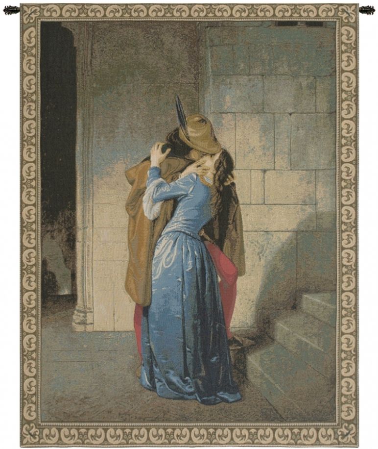 Medieval Kiss Italian Wall Tapestry Hanging, Tapestries, Woven, tapestries, tapestrys, hangings, and, the, Renaissance, rennaisance, rennaissance, renaisance, renassance, renaissanse