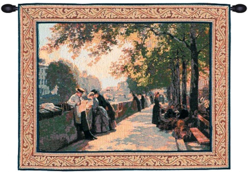 Bank of the River Seine I French Wall Tapestry people