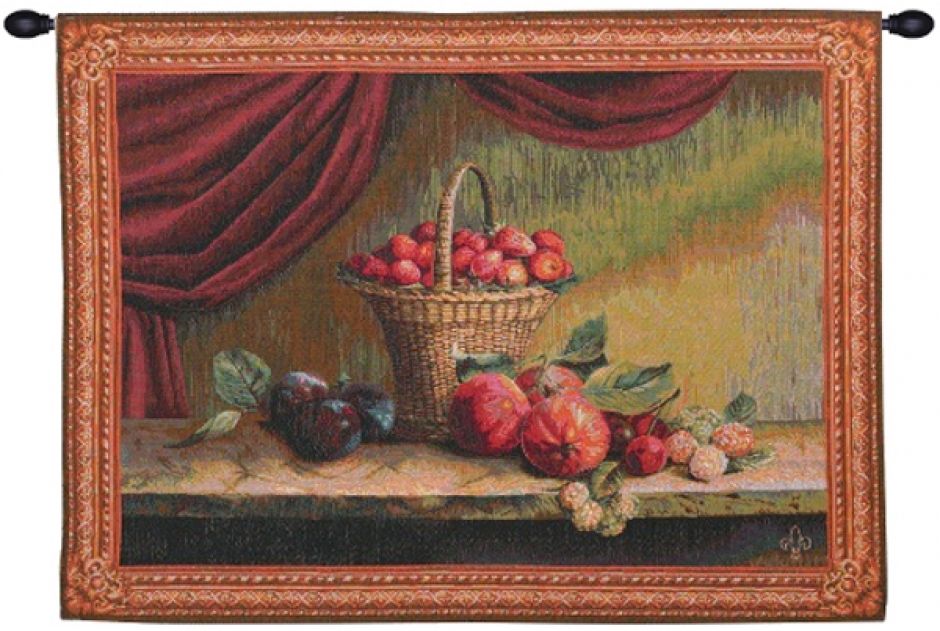 Basket of Strawberries French Wall Tapestry still, life, fruit, bowl