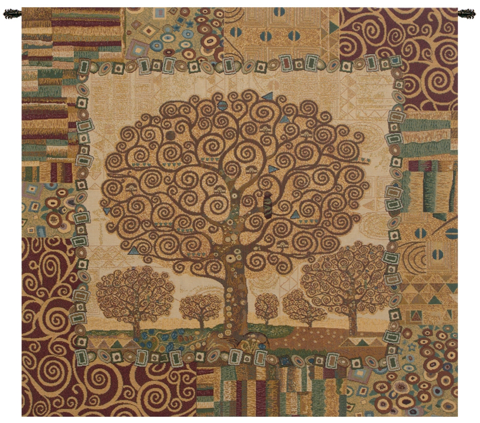 Gustav Klimt Tree of Life Belgian Wall Tapestry W-5225, 10-29Inchestall, 10-29Incheswide, 28H, 28W, Abstract, Art, Belgian, Brown, Cotton, Europe, European, Grande, Gustav, Hanging, Klimt, Life, Medieval, Of, Old, Olde, Red, Small, Square, Tapastry, Tapestries, Tapestry, Tapistry, The, Tree, Wall, World, Woven, Belgianwoven, Europeanwoven, Treeoflife, tapestries, tapestrys, hangings, and, the