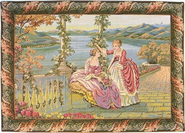 Lake Como Ladies Italian Wall Tapestry W-527, 10-29Inchestall, 24H, 30-39Incheswide, 34W, Art, Brown, Como, Cotton, Europe, European, Grande, Green, Hanging, Horizontal, Italian, Italy, Ladies, Lake, Landscape, Medieval, Old, Olde, Pink, Tapastry, Tapestries, Tapestry, Tapistry, Vintage, Wall, World, Woven, Italianwoven, Europeanwoven, tapestries, tapestrys, hangings, and, the, Renaissance, rennaisance, rennaissance, renaisance, renassance, renaissanse