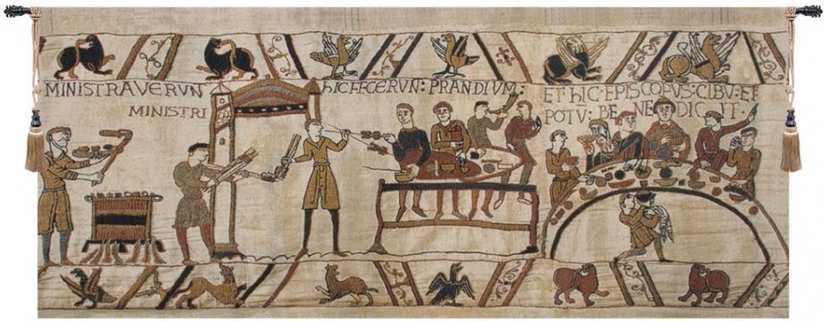 Bayeux Banquet II Belgian Wall Tapestry W-5324, 10-29Inchestall, 17H, 27H, 30-39Inchestall, 36H, 40-49Incheswide, 41W, 60-69Incheswide, 62W, 80-99Incheswide, 85W, Banquet, Bayeux, Belgian, Big, Brown, Cream, Horizontal, Ii, Large, Light, Really, Tapestry, Wall, White, Belgianwoven, Europeanwoven, tapestries, tapestrys, hangings, and, the