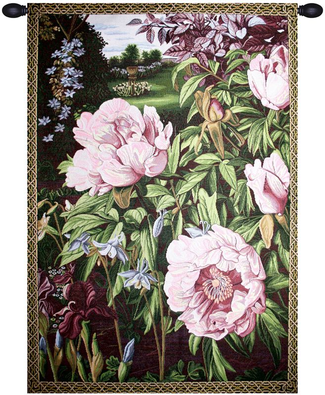 Pink Peonies Italian Wall Tapestry Hanging, Tapestries, Woven, tapestries, tapestrys, hangings, and, the