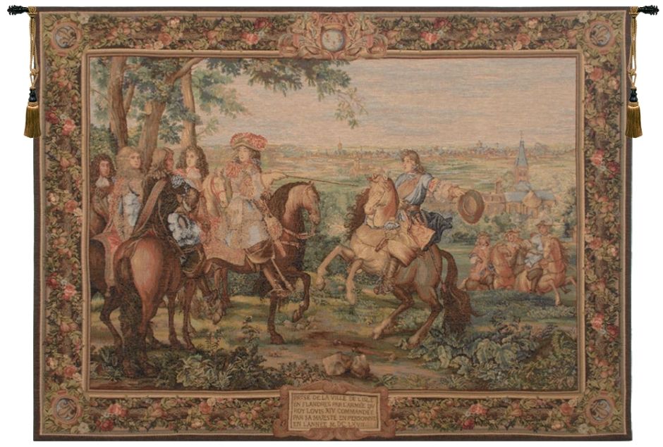 La Prise de Lille French Wall Tapestry castle, battle