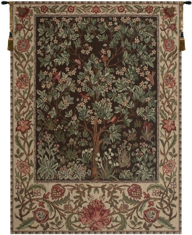 Tree of Life Brown William Morris Belgian Wall Tapestry Hanging, Tapestries, Woven, tapestries, tapestrys, hangings, and, the