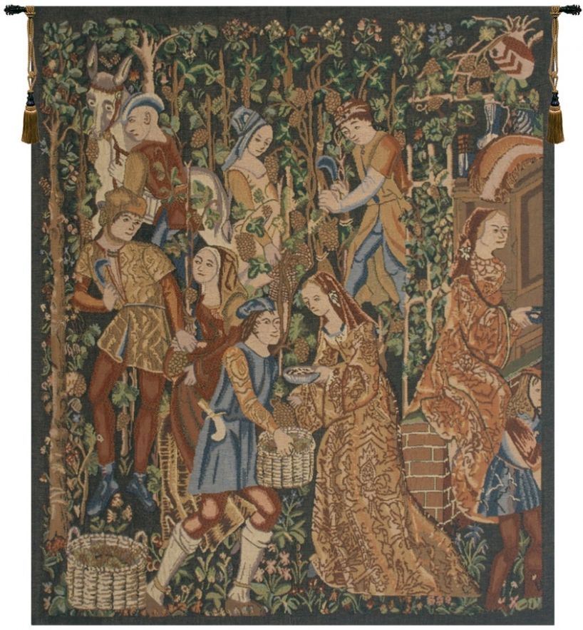 Vendanges Right Side Rust Belgian Wall Tapestry Hanging, Tapestries, Woven, tapestries, tapestrys, hangings, and, the, Renaissance, rennaisance, rennaissance, renaisance, renassance, renaissanse