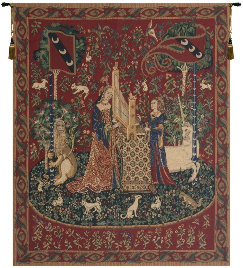Lady and the Unicorn Organ with Border Belgian Wall Tapestry Hanging, Tapestries, Woven, tapestries, tapestrys, hangings, and, the, Renaissance, rennaisance, rennaissance, renaisance, renassance, renaissanse