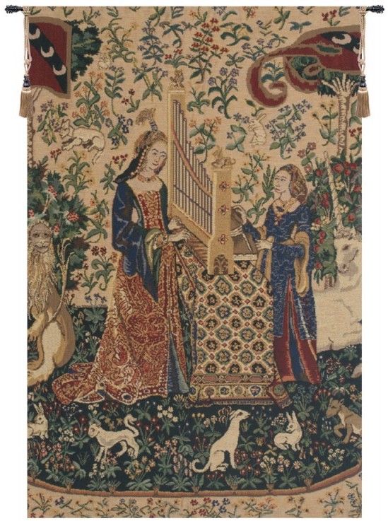 Lady and the Unicorn Organ Beige Belgian Wall Tapestry Hanging, Tapestries, Woven, tapestries, tapestrys, hangings, and, the, Renaissance, rennaisance, rennaissance, renaisance, renassance, renaissanse