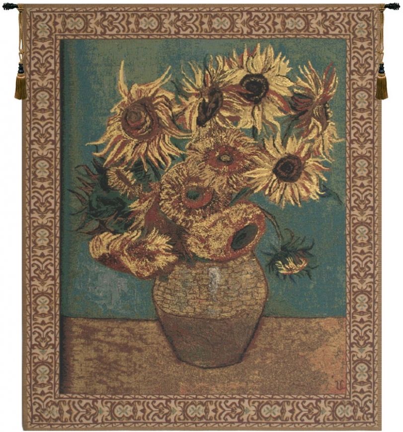 Sunflowers Belgian Wall Tapestry Hanging, Tapestries, Woven, tapestries, tapestrys, hangings, and, the