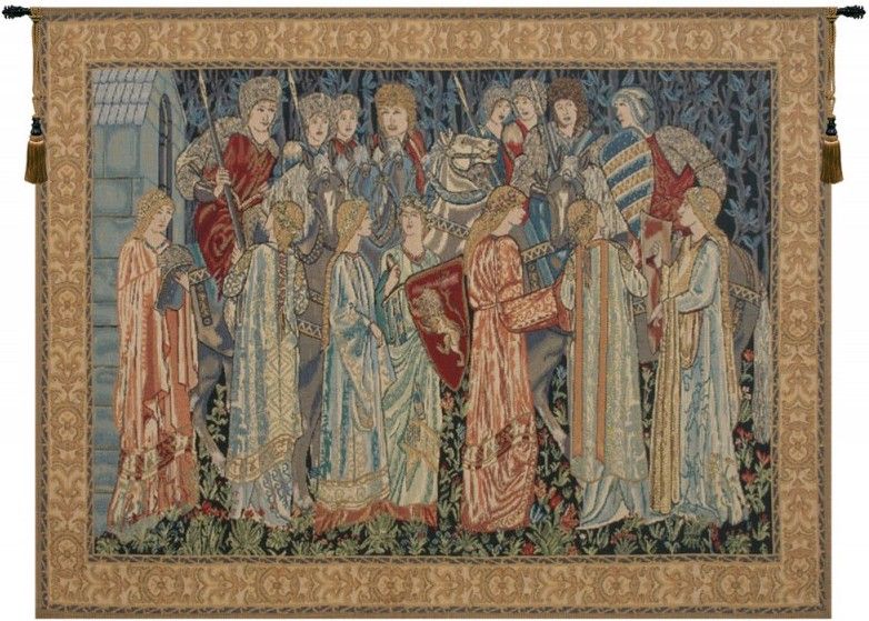 Knights Departure Belgian Wall Tapestry Hanging, Tapestries, Woven, for, the, hunt, arthurian, king, arthur, departure, tapestries, tapestrys, hangings, and, the, Renaissance, rennaisance, rennaissance, renaisance, renassance, renaissanse
