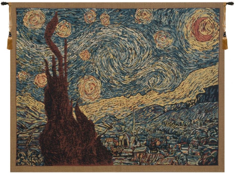 Van Gogh Starry Night Belgian Wall Tapestry Hanging, Tapestries, Woven, tapestries, tapestrys, hangings, and, the