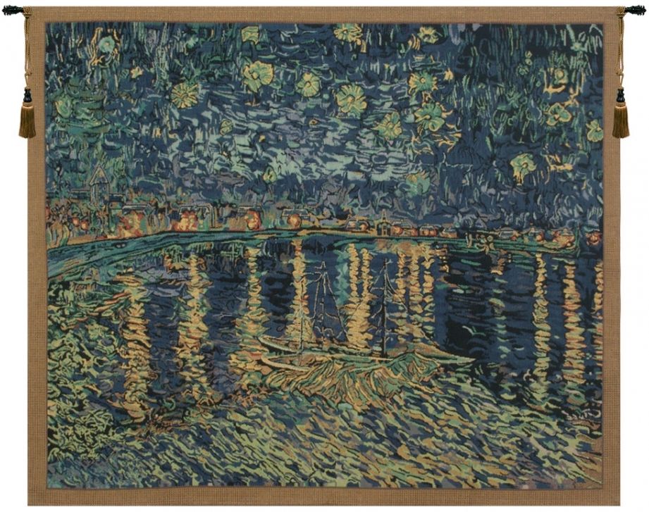 Van Gogh Starry Night Over the Rhone Belgian Wall Tapestry Hanging, Tapestries, Woven, tapestries, tapestrys, hangings, and, the