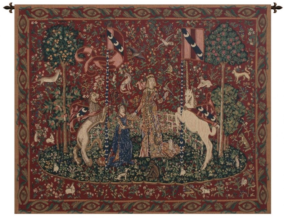 Lady and the Unicorn Taste with Border Belgian Wall Tapestry Hanging, Tapestries, Woven, tapestries, tapestrys, hangings, and, the, Renaissance, rennaisance, rennaissance, renaisance, renassance, renaissanse