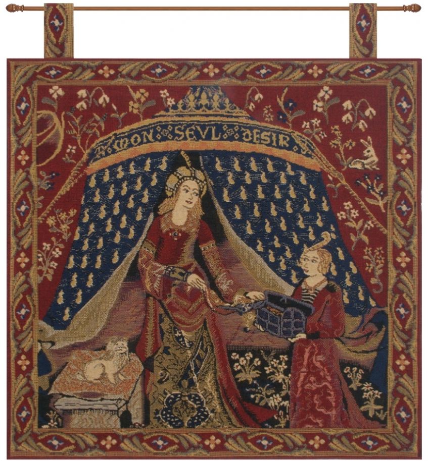 Lady and the Unicorn Seul Desire with Loops Belgian Wall Tapestry Hanging, Tapestries, Woven, tapestries, tapestrys, hangings, and, the, Renaissance, rennaisance, rennaissance, renaisance, renassance, renaissanse