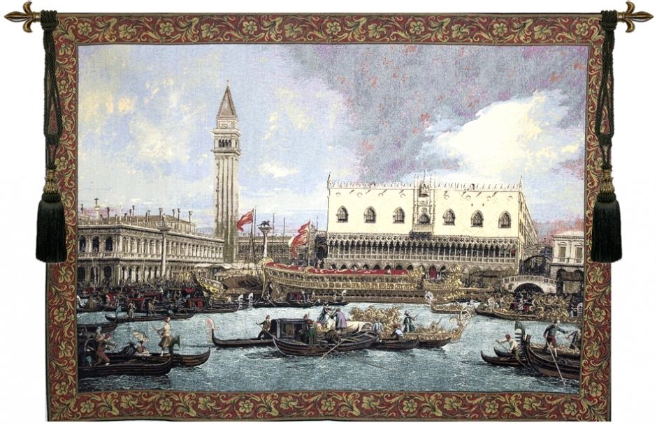 Bucintoro at the Dock Italian Wall Tapestry Hanging, Tapestries, Woven, tapestries, tapestrys, hangings, and, the