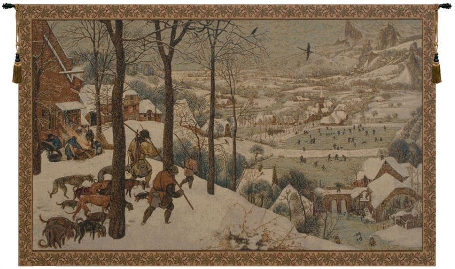 Hunting in the Snow Italian Wall Tapestry Hanging, Tapestries, Woven, winter, tapestries, tapestrys, hangings, and, the