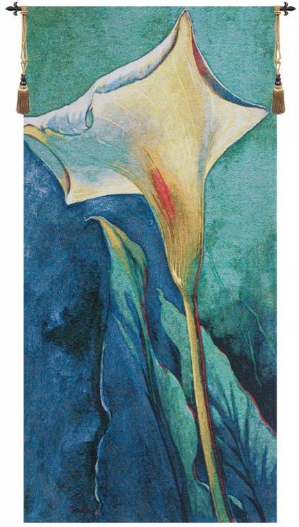 Into Silence - Simon Bull Belgian Wall Tapestry W-7344, -, 10-29Incheswide, 26W, 50-59Inchestall, 53H, Belgian, Blue, Bull, Green, Into, Silence, Simon, Tapestry, Vertical, Wall, White, Yellow, Belgianwoven, Europeanwoven, tapestries, tapestrys, hangings, and, the, wool