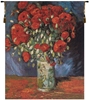 Poppy Flowers Belgian Wall Tapestry W-7350, 10-29Incheswide, 24W, 30-39Inchestall, 30H, Ashley, Belgian, Blue, Floral, Flowers, Green, Poppy, Red, Tapestry, Vertical, Wall, Belgianwoven, Europeanwoven, tapestries, tapestrys, hangings, and, the, wool