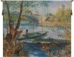 Angler and Boat at Pont de Clichy Belgian Wall Tapestry - W-7352